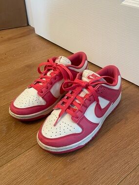Nike White and Pink Low-Top Sneakers
